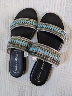 Andrea e Michele Beaded Sandals Size 8 Made In Italy